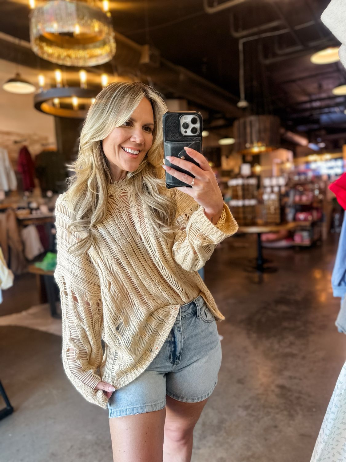 Natural Crochet Round Neck Sweater