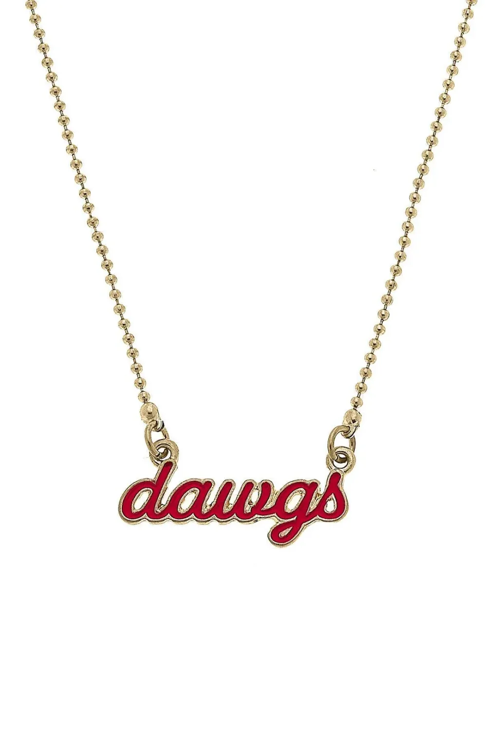 Georgia Bulldogs Enamel Script Necklace in Red