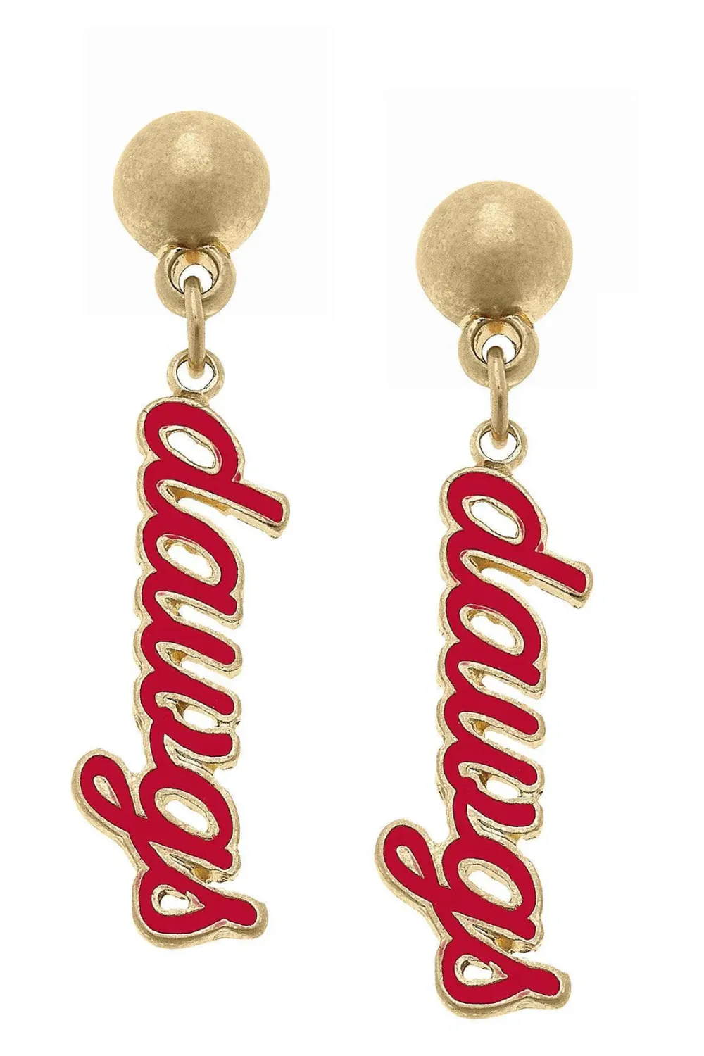 Georgia Bulldogs Enamel Script Earrings in Red