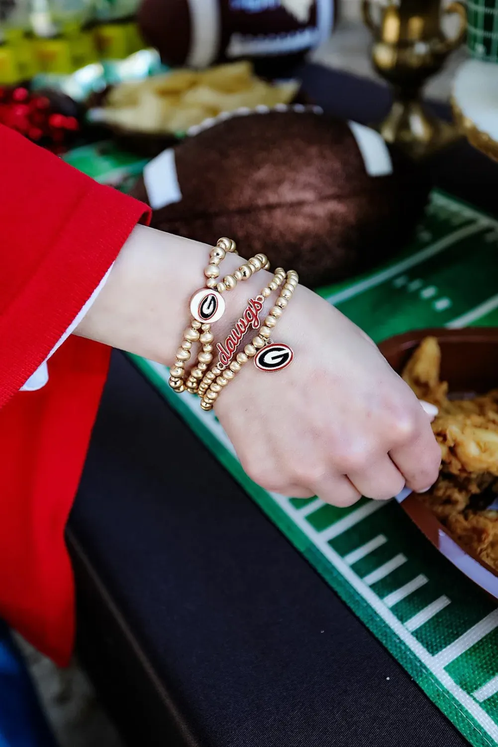 Georgia Bulldogs Enamel Script Stretch Bracelet in Red