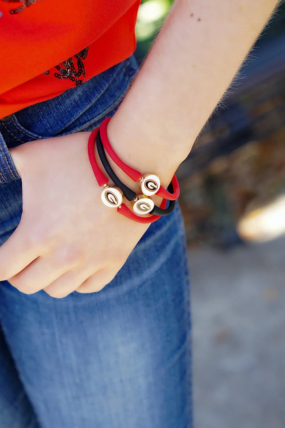 Georgia Bulldogs Enamel Silicone Ball Bead Bracele