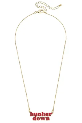 Georgia Bulldogs Slogan Necklace in Red/Shiny Gold