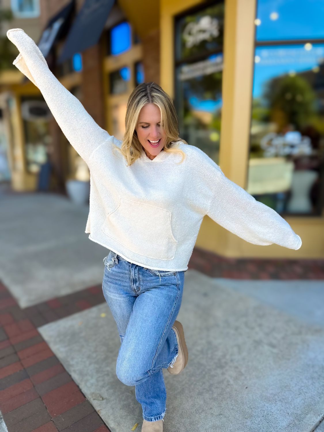 Lumpy Textured Kangroo Pocket Hoodie