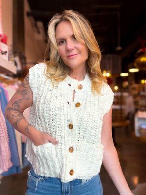 ​The Cream Puff Button-Front Sweater Vest 🤍