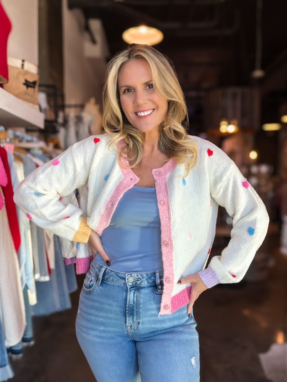 ​Sweet Confetti Hearts Cardigan 🎉💗