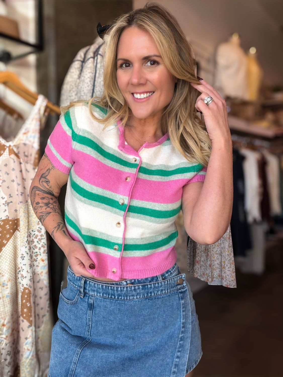 Candy Stripe Cutie Cardigan Top