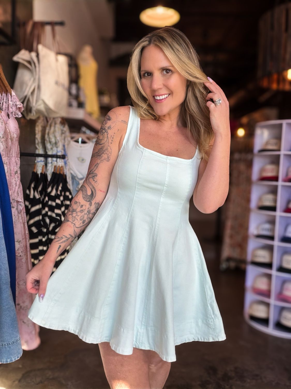 Blue Fit and Flare Dress