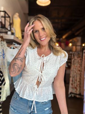 White/Pink Floral Cap Sleeve Top