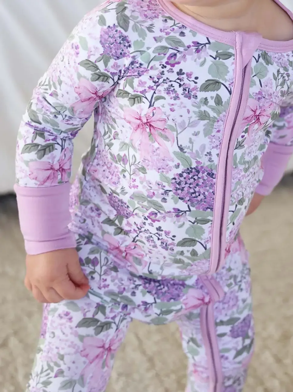 Caden Lane Lavender Lullaby Zip Romper