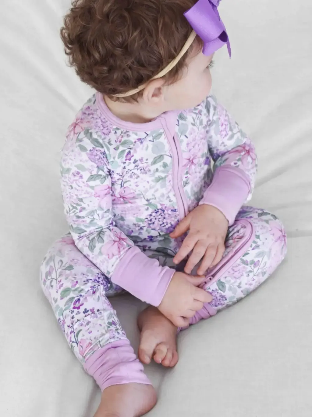 Caden Lane Lavender Lullaby Zip Romper