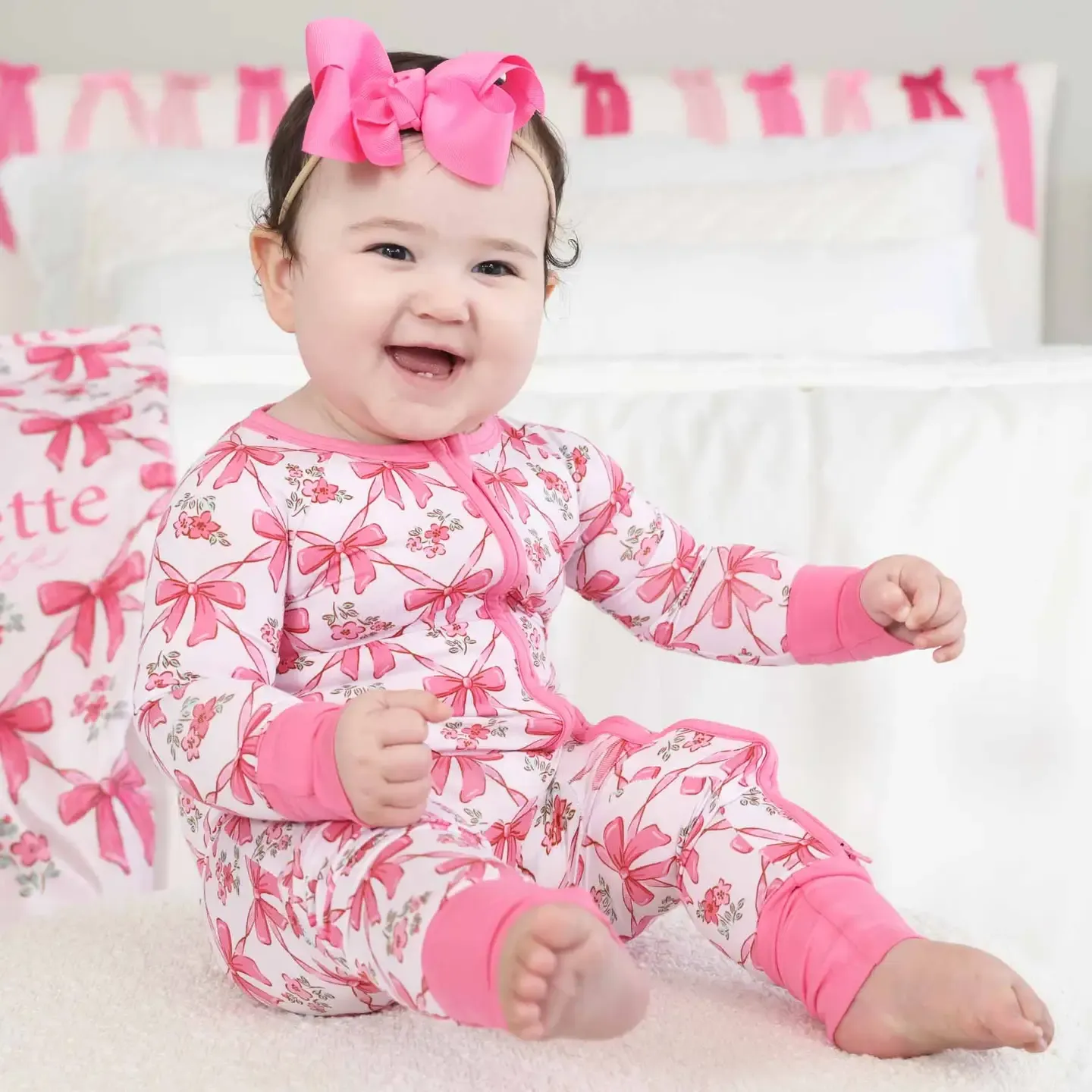 Caden Lane Bow Besties Zip Romper