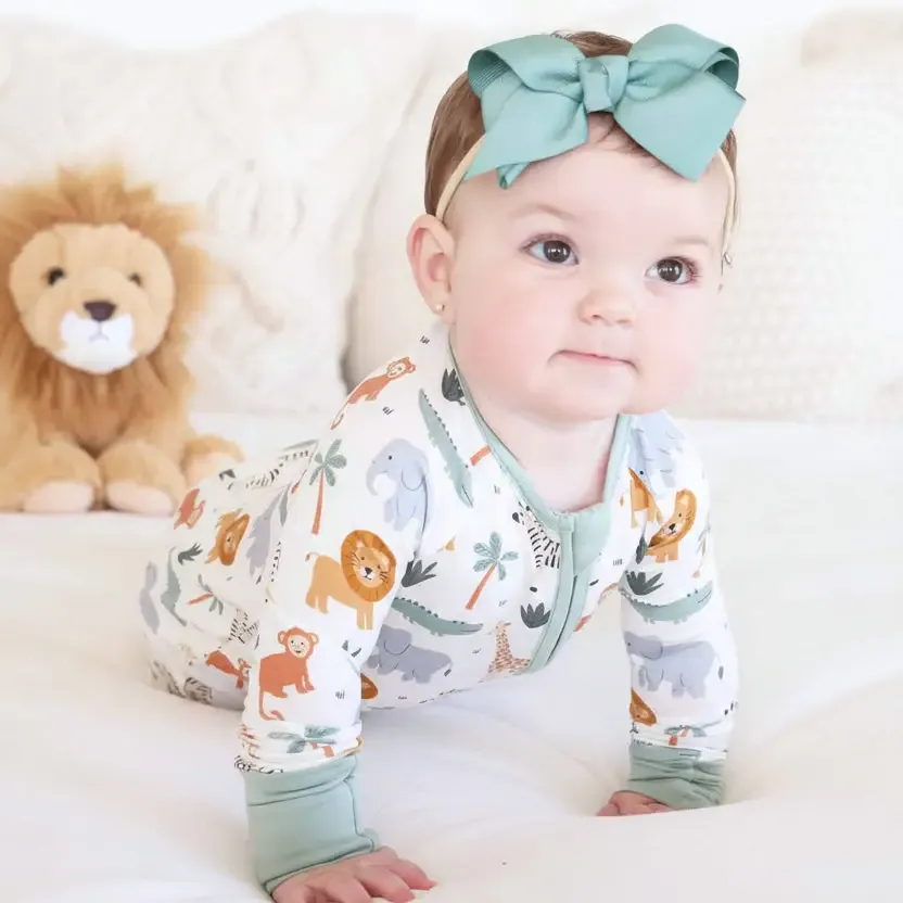 Caden Lane Safari Snuggles Zip Romper
