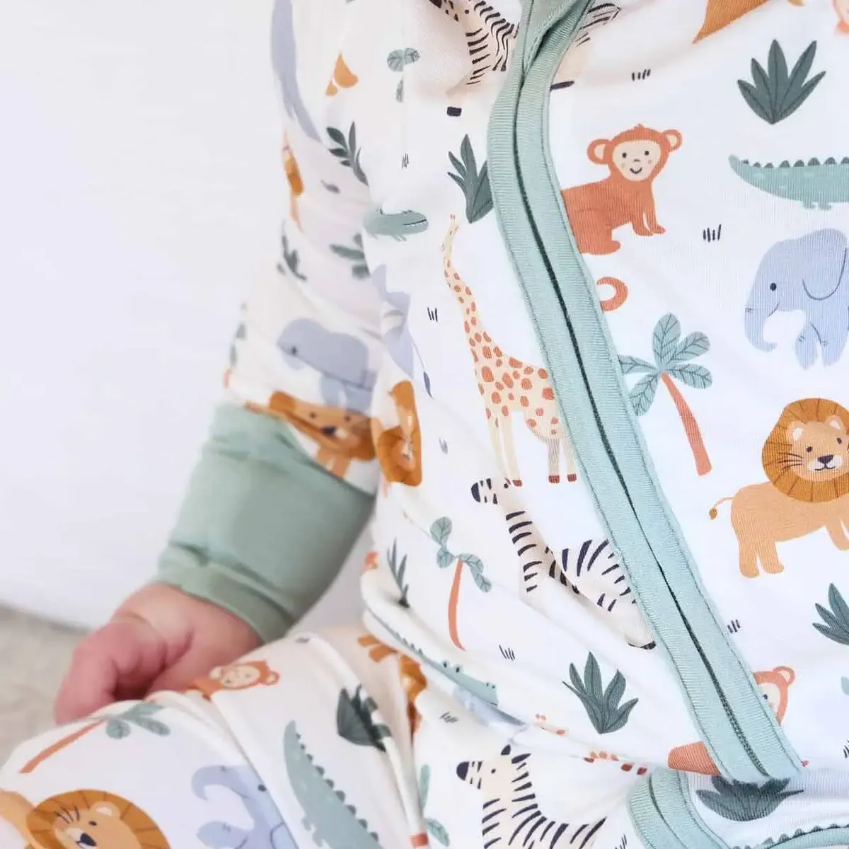 Caden Lane Safari Snuggles Zip Romper