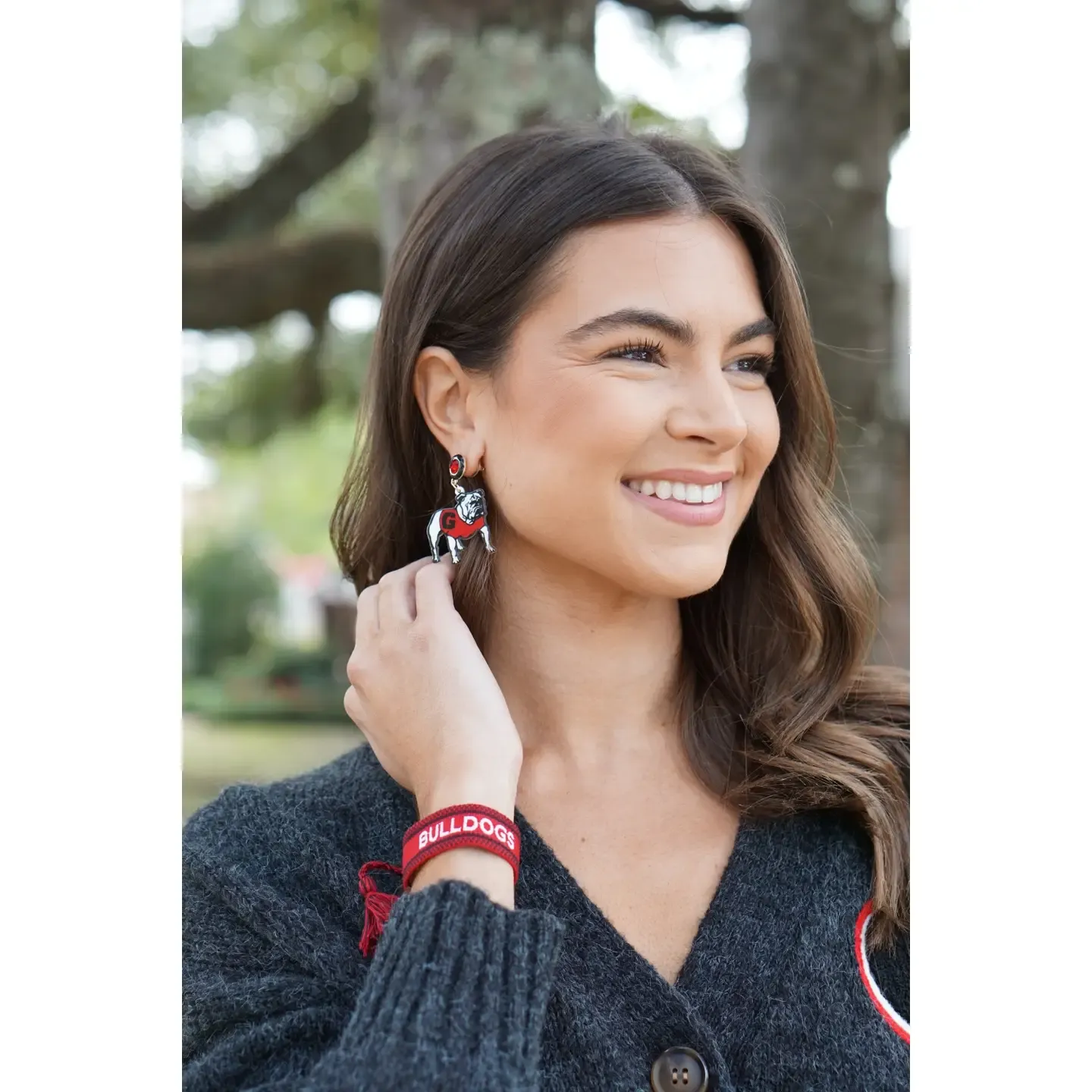 Georgia Bulldogs Woven Tassel Bracelet in Red