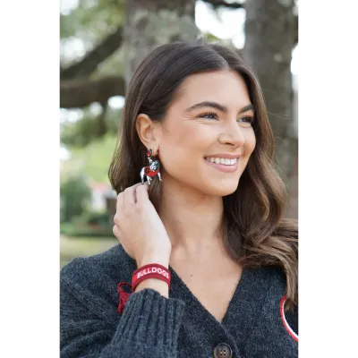 Georgia Bulldogs Woven Tassel Bracelet in Red
