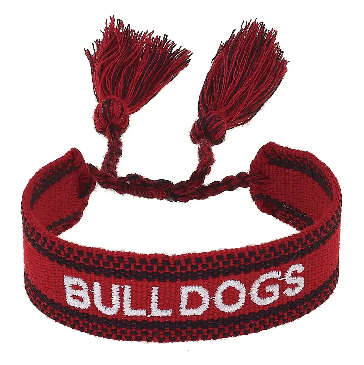 Georgia Bulldogs Woven Tassel Bracelet in Red