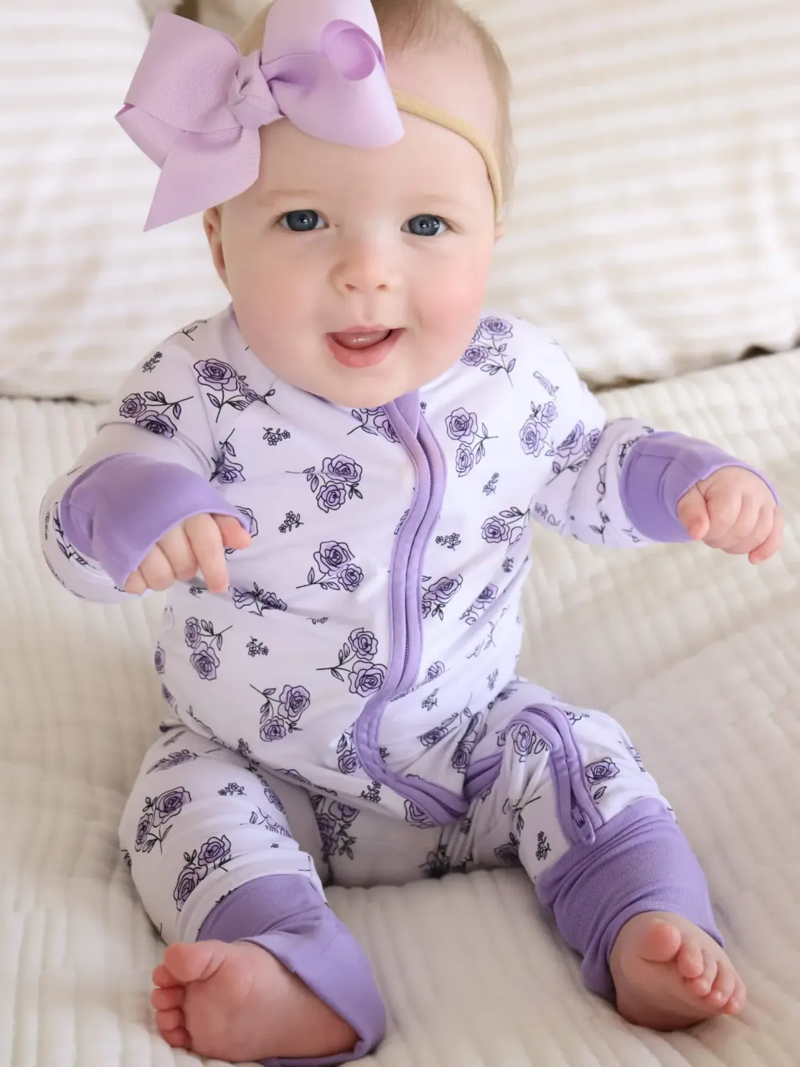Caden Lane Zip Romper Amethyst Garden