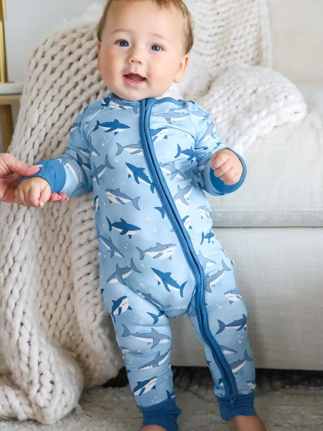 Caden Lane Zip Romper Fin Friends