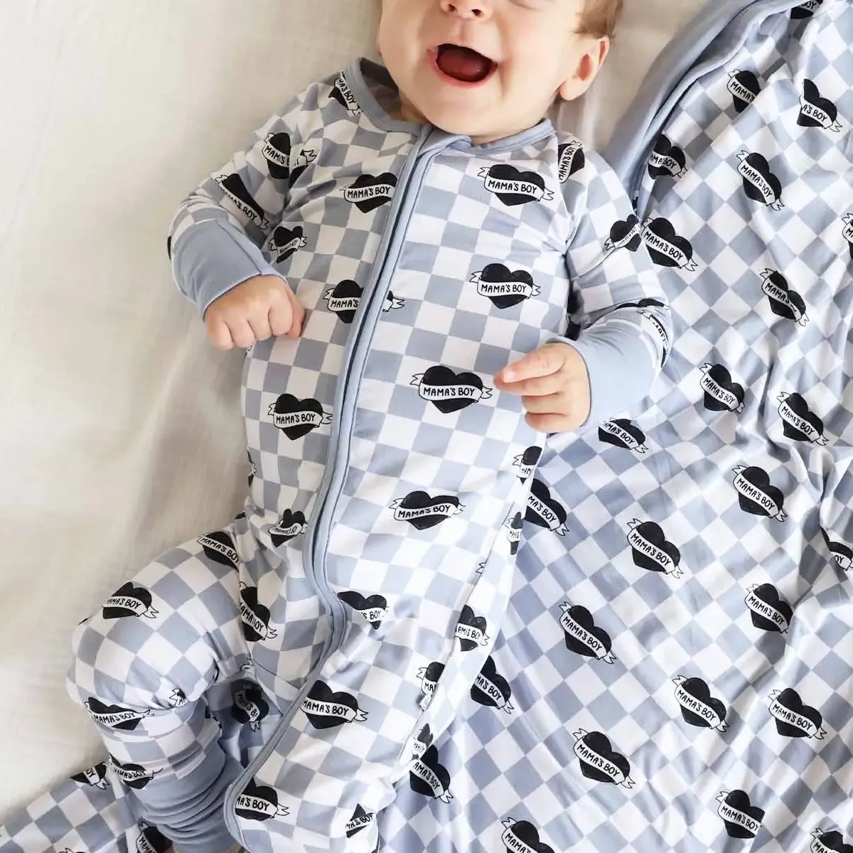 Caden Lane Zip Romper Mama's Boy