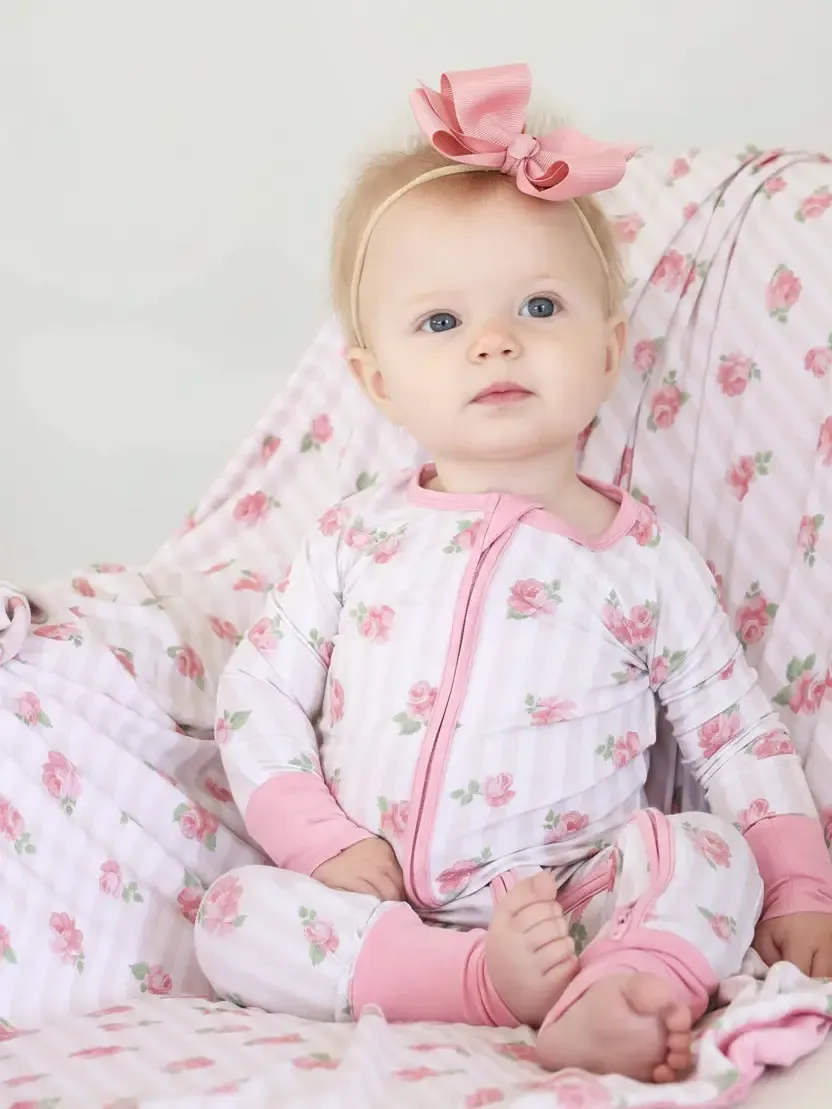 Caden Lane Zip Romper Rose Garden