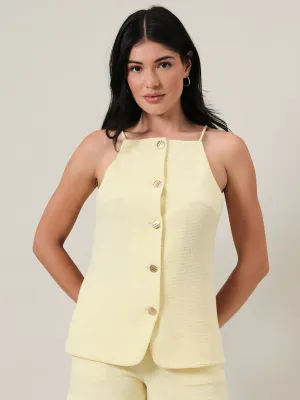 Yellow Button Down Sleeveless Top