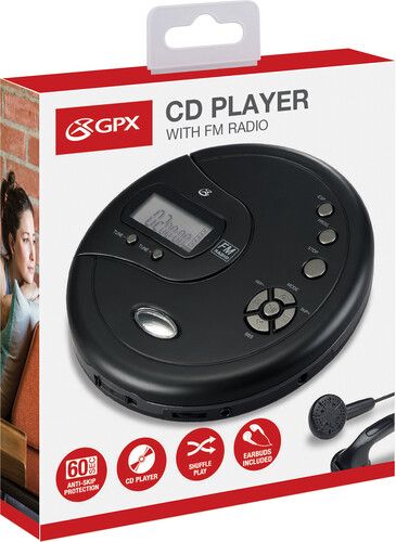 GPX Portable CD Player with 60 Second Anti-Skip FM Radio (Black)