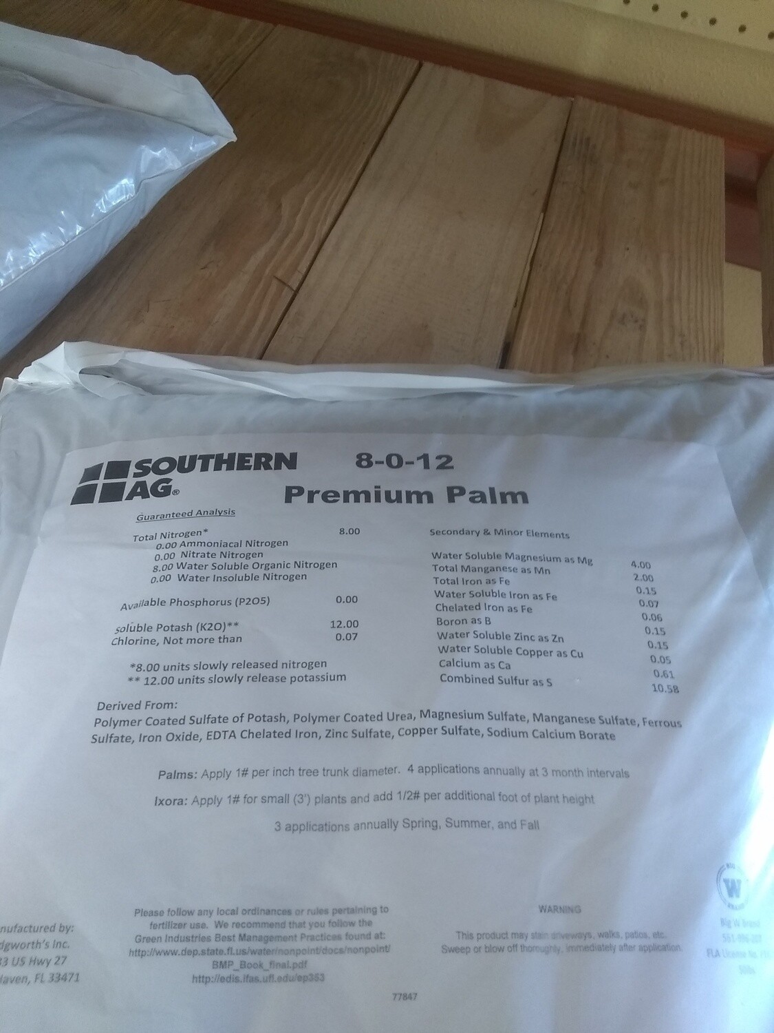Southern Ag 8-0-12 50lb Premium Palm