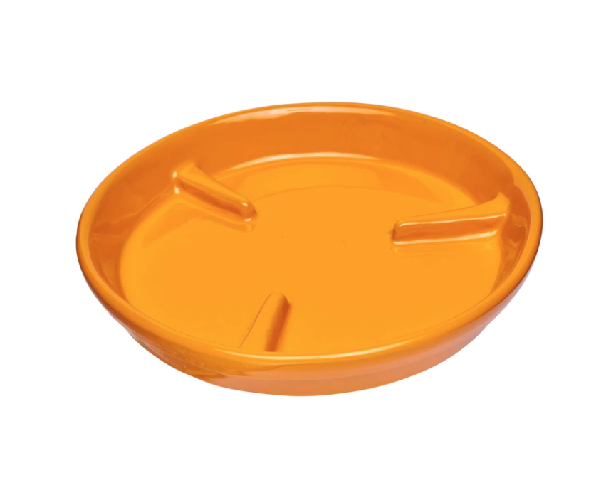 10&quot; Glazed Deep Rib Saucer - Citrus Orange