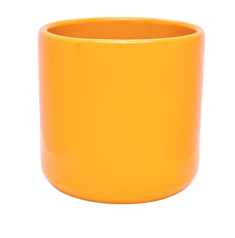 15" Glazed Deep Cylinder - Citrus Orange