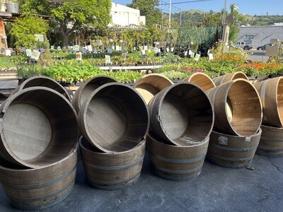 Oak Wine Half Barrel with wheels