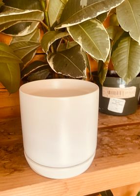 4.5" Lilac Pot &amp; Saucer - White Spot