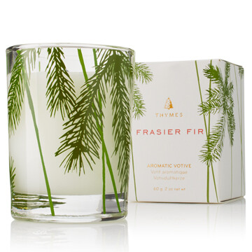 Frasier Fir Votive Candle, Pine Needle Design