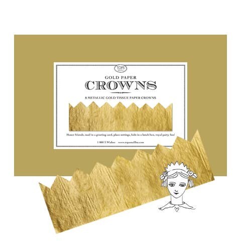 Tops Malibu Gold Metallic Paper Crowns S/8