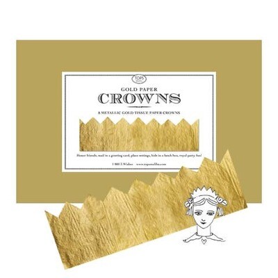 Tops Malibu Gold Metallic Paper Crowns S/8