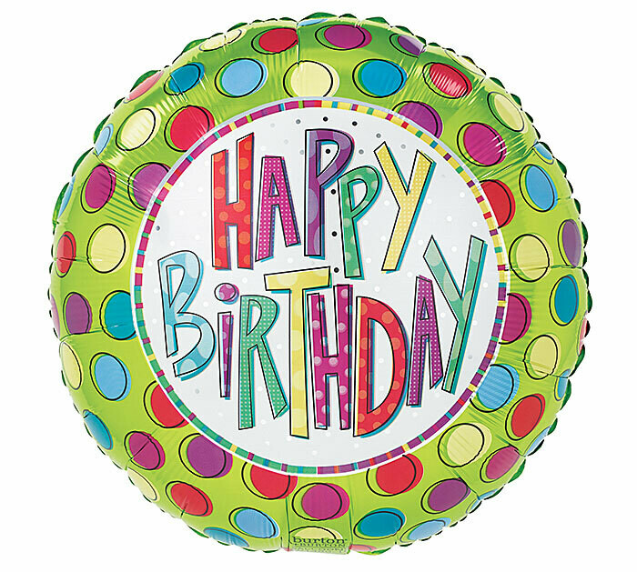 17&quot; HBD DOTS ON LIME BALLOON