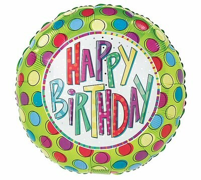 17&quot; HBD DOTS ON LIME BALLOON