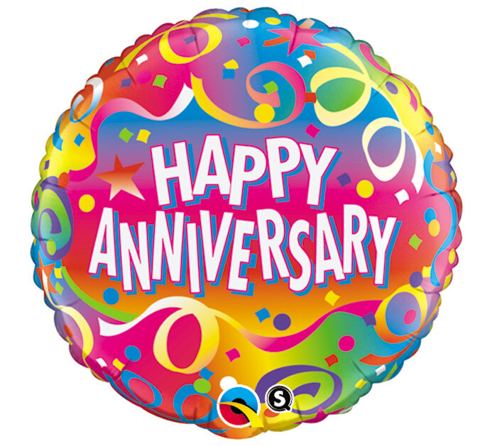 18&quot; ANNIVERSARY STREAMERS BALLOON