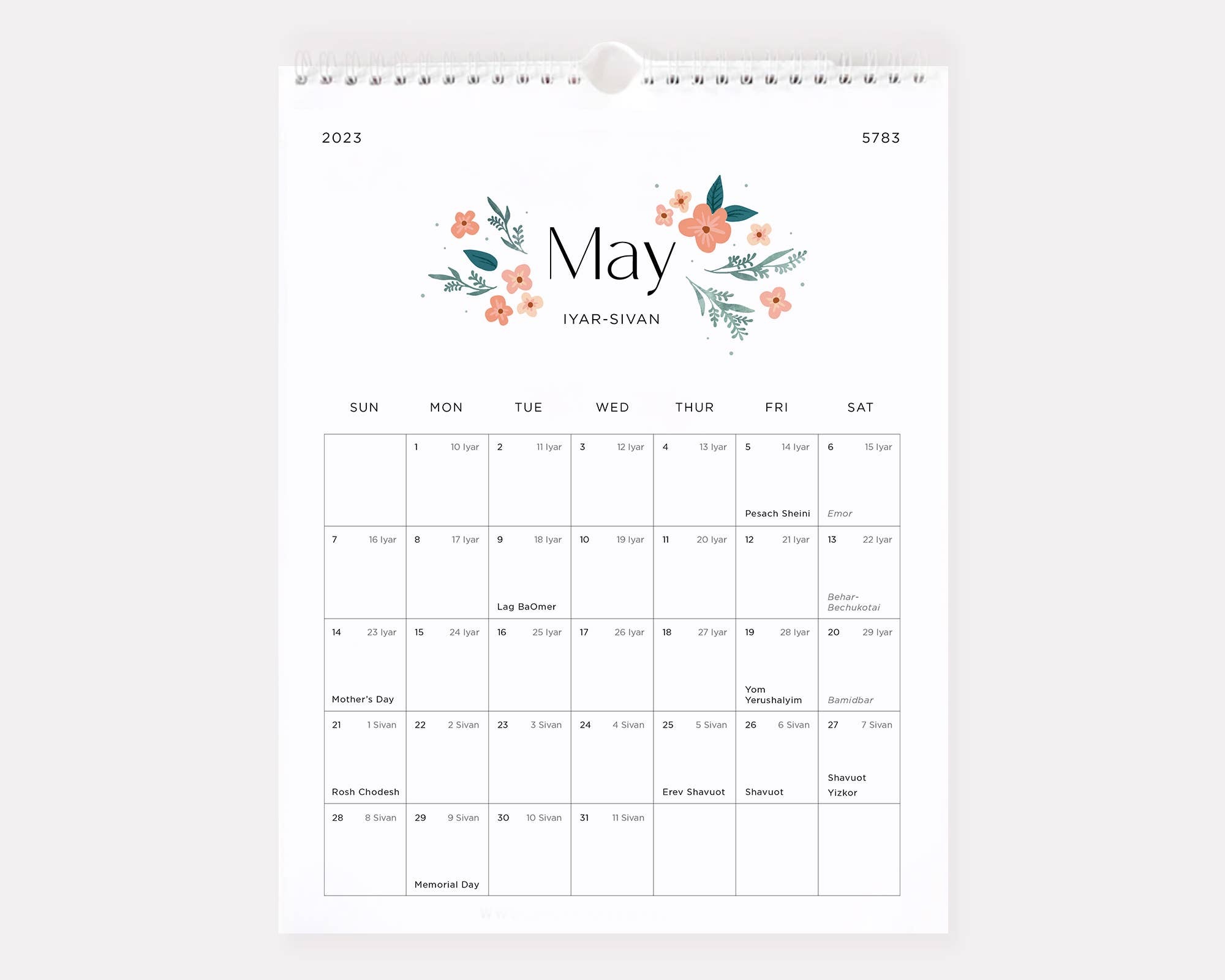 EDITABLE Jewish Calendar 2024 Hebrew Calendar 5784, 45 OFF