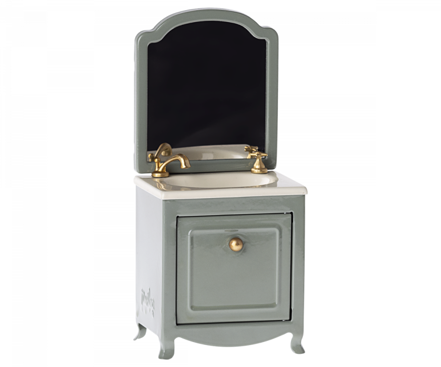 Maileg Sink dresser w. mirror, Mouse - Dark mint