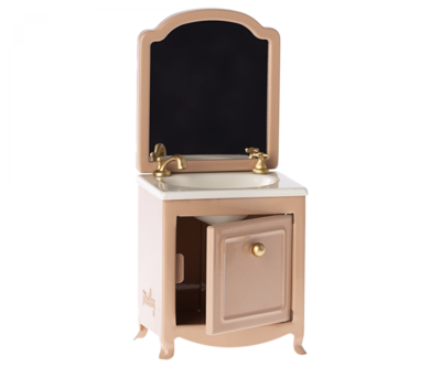 Maileg Sink dresser w. mirror, Mouse - Dark powder