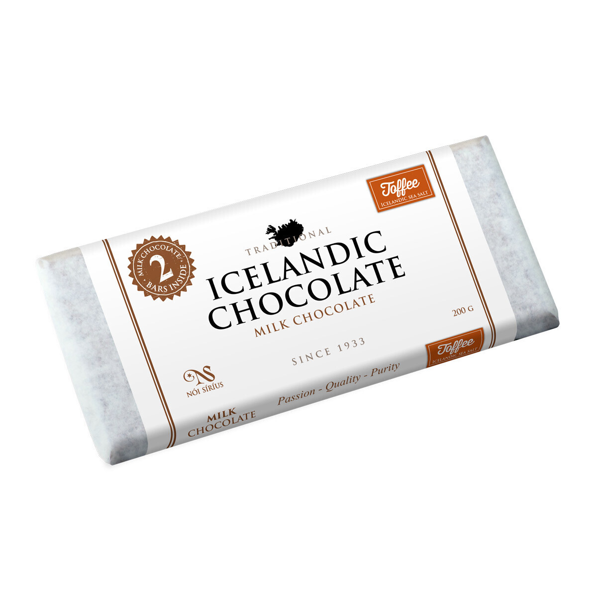 Sirius 33% Milk Chocolate Toffee &amp; Icelandic Sea Salt Bar 2pk