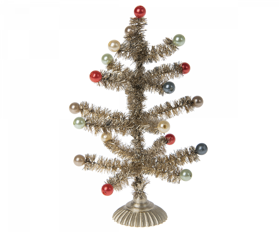 Maileg Christmas tree, Gold - Red and green decoration