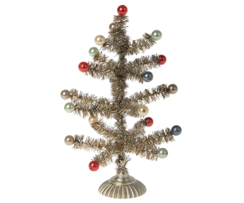 Maileg Christmas tree, Gold - Red and green decoration