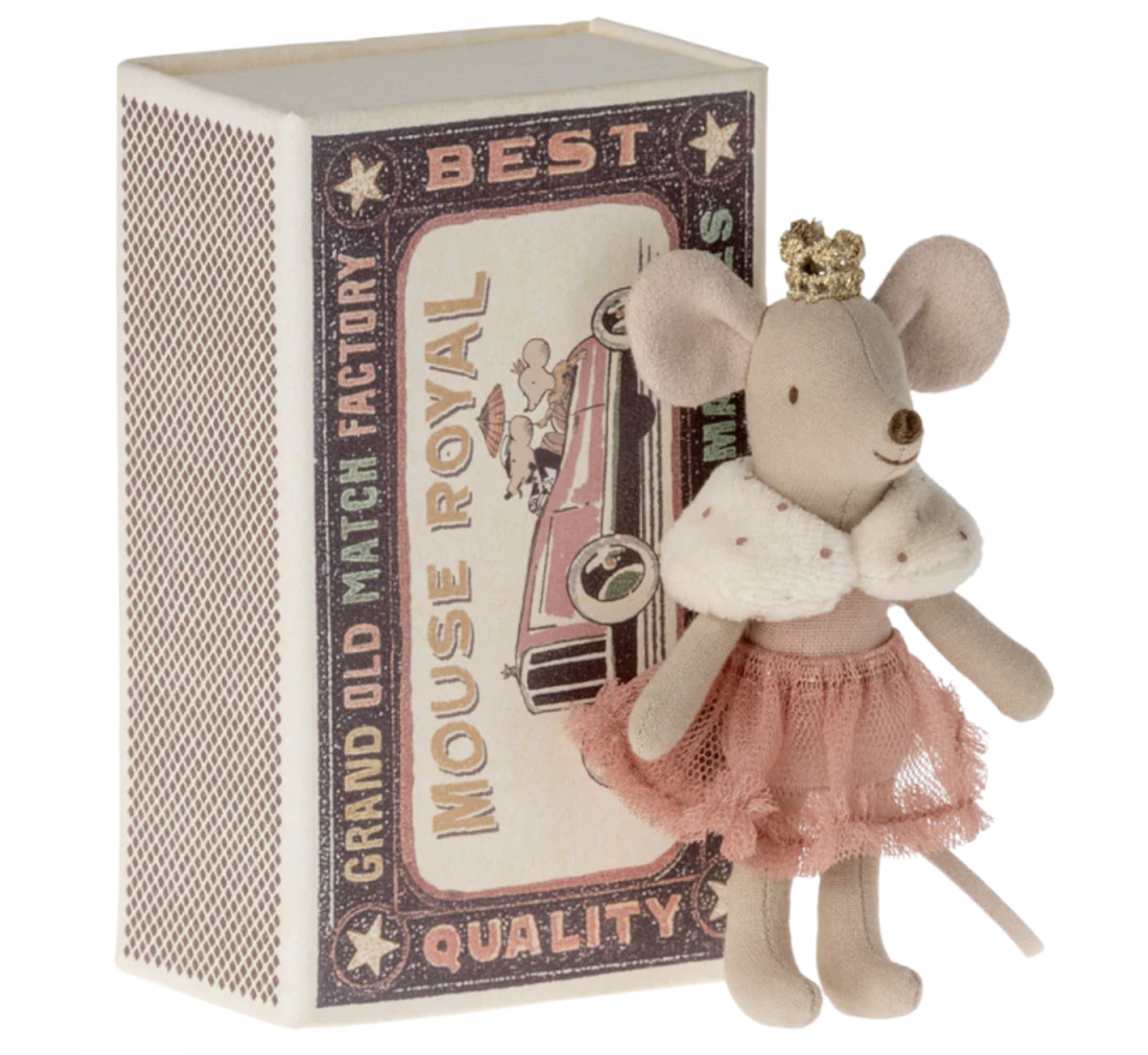 Maileg Princess mouse, Little sister in matchbox