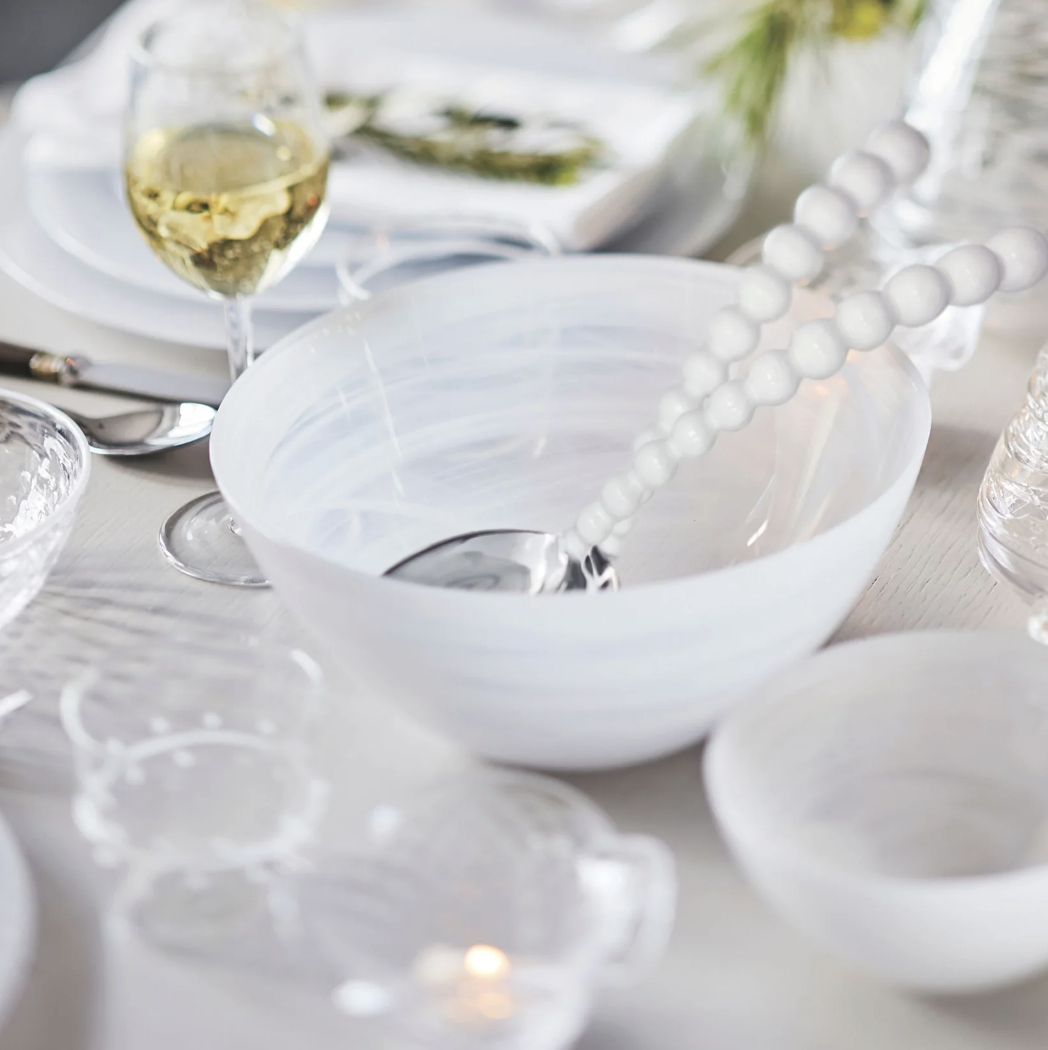 Mariposa Pearled Salad Servers Lg