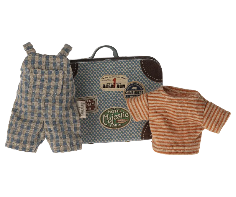 Maileg Overalls and shirt in suitcase, Big Brother