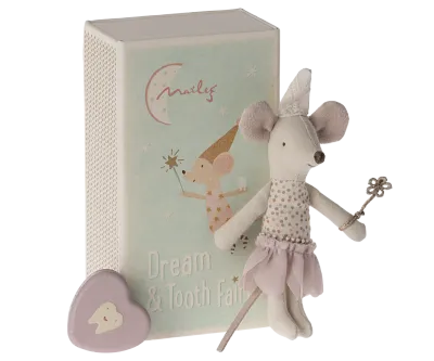 Maileg Tooth fairy mouse, Little sister in matchbox