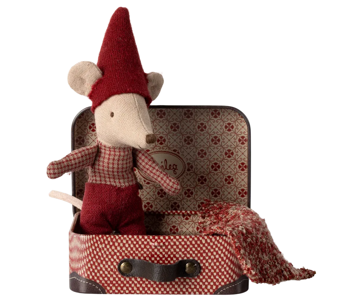 Maileg Christmas mouse, Baby in suitcase 
