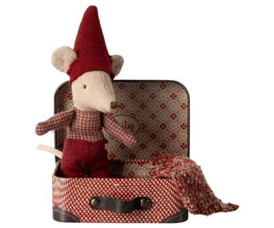Maileg Christmas mouse, Baby in suitcase 