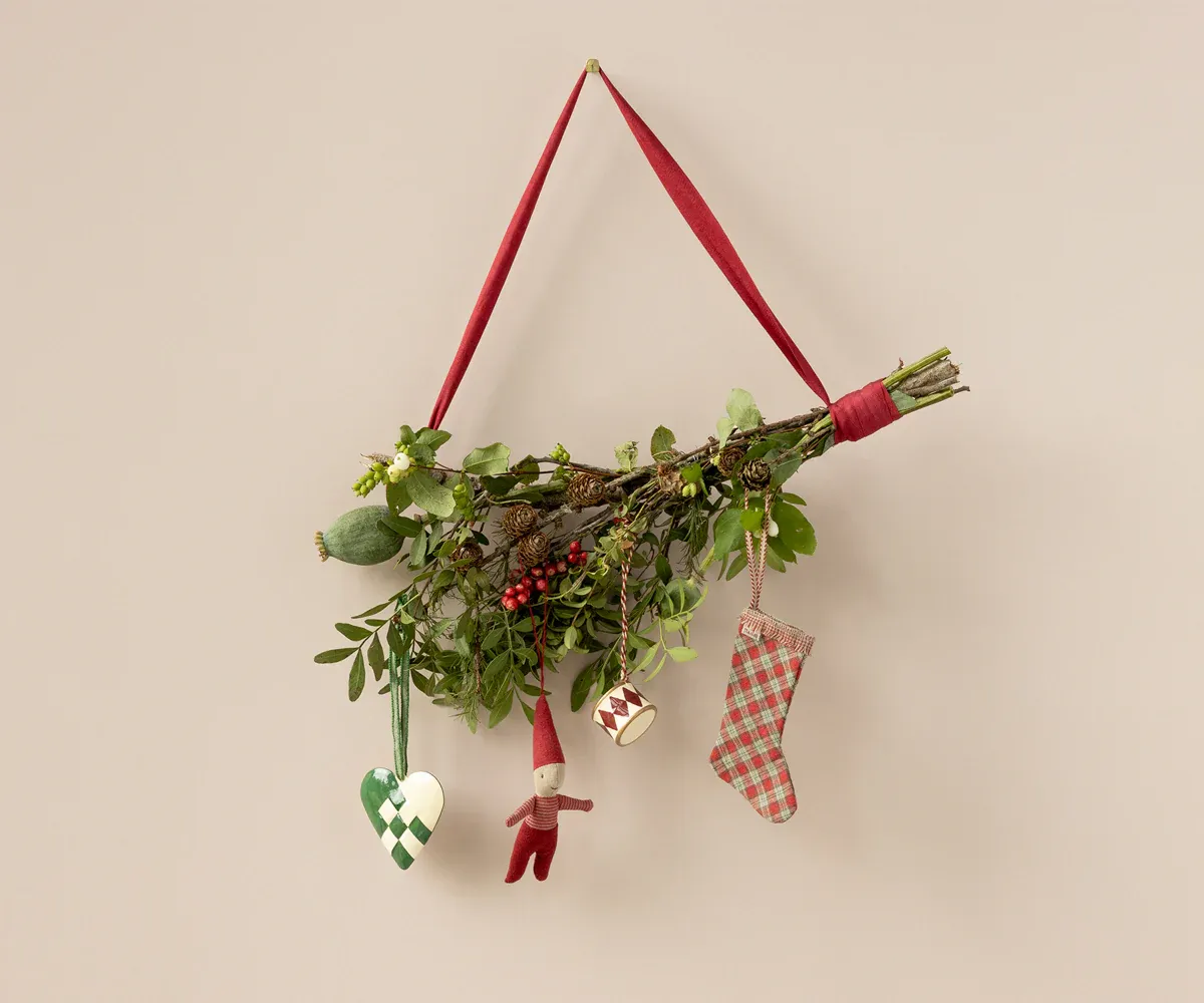 Maileg Stocking ornament, Checker - Red